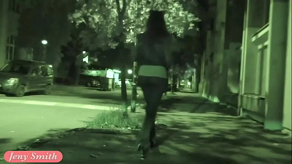 Jeny Smith goes in a club with simless transparent leggings. Teasing a stranger in public place