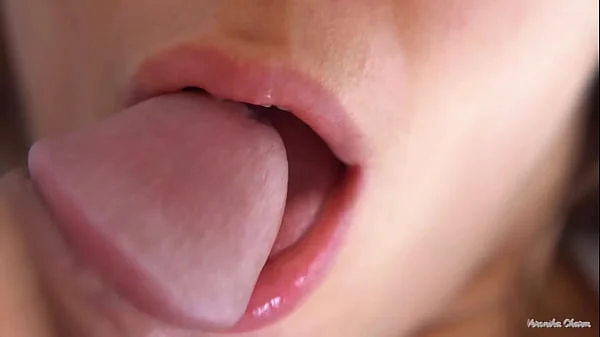 Her Soft Big Lips And Tongue Cause Him Cumshot, Super Closeup Cum In Mouth