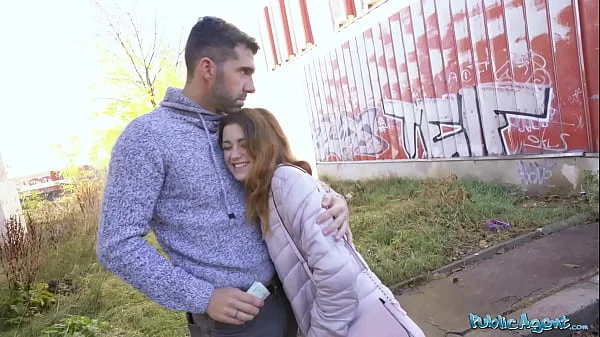 Public Agent Tight Spanish babe gives blowjob and fuck behind husbands back