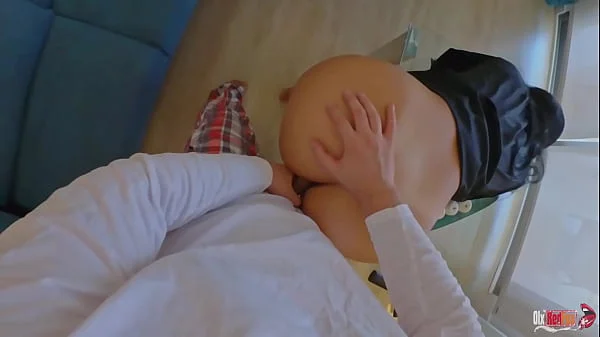 The stepmother accidentally sat on her stepson's penis and couldn't tear herself away from him until he filled her with sperm