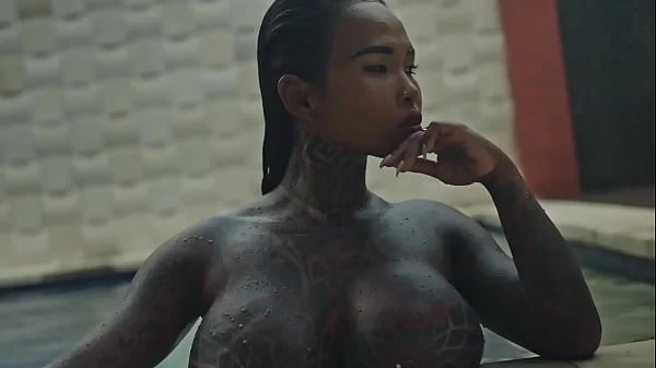 SANKTOR - INKED JAPANESE MILF WITH HUGE TITS MASTURBATES