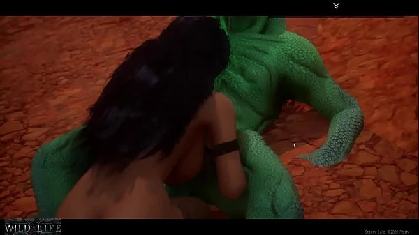 A girl is fucked by a lizard with two cocks - Wild Life