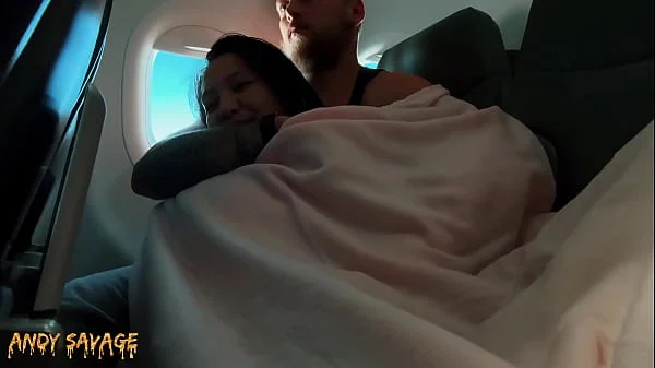 PUBLIC fingering asian on an airplane MILE HIGH CLUB