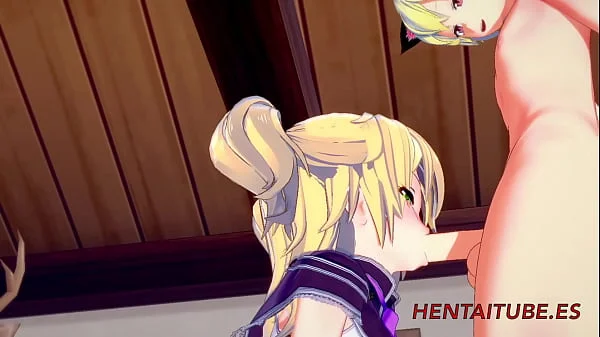 Genshin Impact Hentai - Fischl having sex and enjoy doing a blowjob and being fucked with creampie 1/2