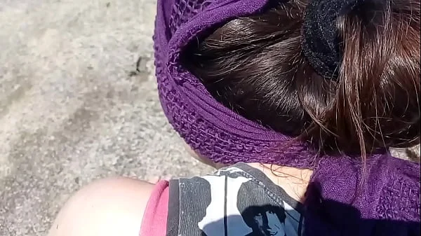 We hide to make love on the beach behind a rock and my boyfriend almost cums inside me