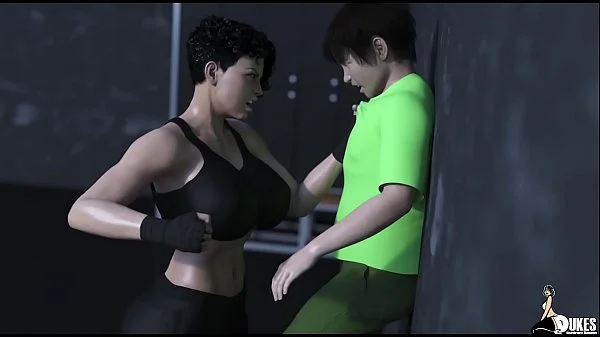 Big tit personal trainer face fucked by her wimpy client. (preview)