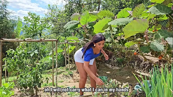 Sexy MILF is caught stealing on a farm. The thief gets fucked outdoors by a farm owner who enjoys her wet pussy and big tits.