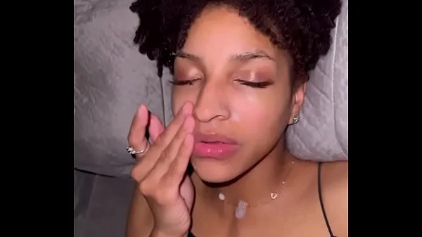 Ebony slut loves cum