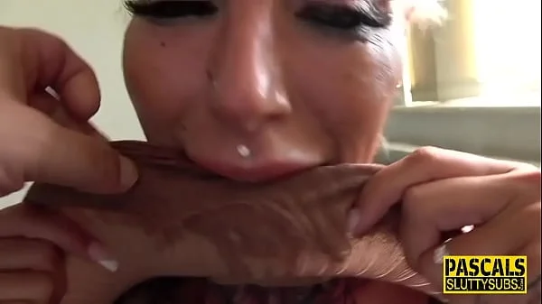 Busty submissive milf gobbles cock