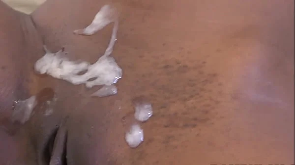 Young african slut shaved pusy covered with cum