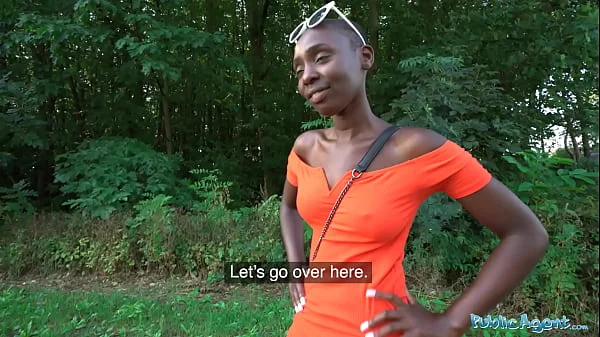 Public Agent Ebony model Zaawaadi taken into the woods for hard outdoor fucking