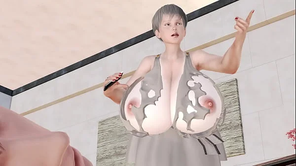 Boy fuck a sexy with giant boobs in the shower