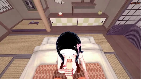 POV fucking Nezuko Kamado on the floor and cumming in her tight pussy - Demon Slayer Hentai