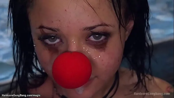 Little ebony slut rough group fucked