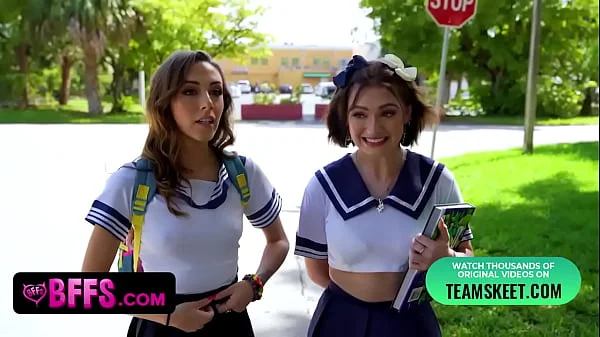 BFFS - Cute Girls In Uniforms Decide To Skip Class But Get Caught And Disciplined By Perv Officer