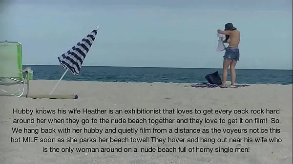 Exhibitionist Wife 491 Pt1 - Hubby Films MILF Heather Sunbathing On The Nude Beach From The Voyeurs POV!  They Just Jerk Off And Cum Next To Her!!!