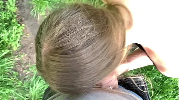 The first date with an 18yearold beauty on the riverbank ended with a blowjob and cum in her mouth